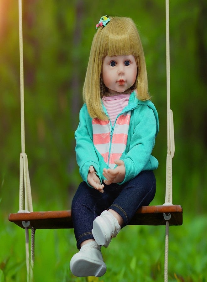 MNMJ Reborn Baby Dolls Girl 18 Inch Realistic Newborn Lifelike Baby Doll Toy for Kids Ages 3+, Blonde Hair Reborn Toddler Dolls, Soft Silicone Newborn Girls Doll with Toys Accessories Gift Set - Image 1